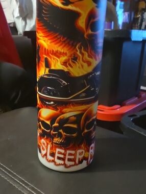 NaNa Black and Orange Flame Skull Motorcycle Tumbler